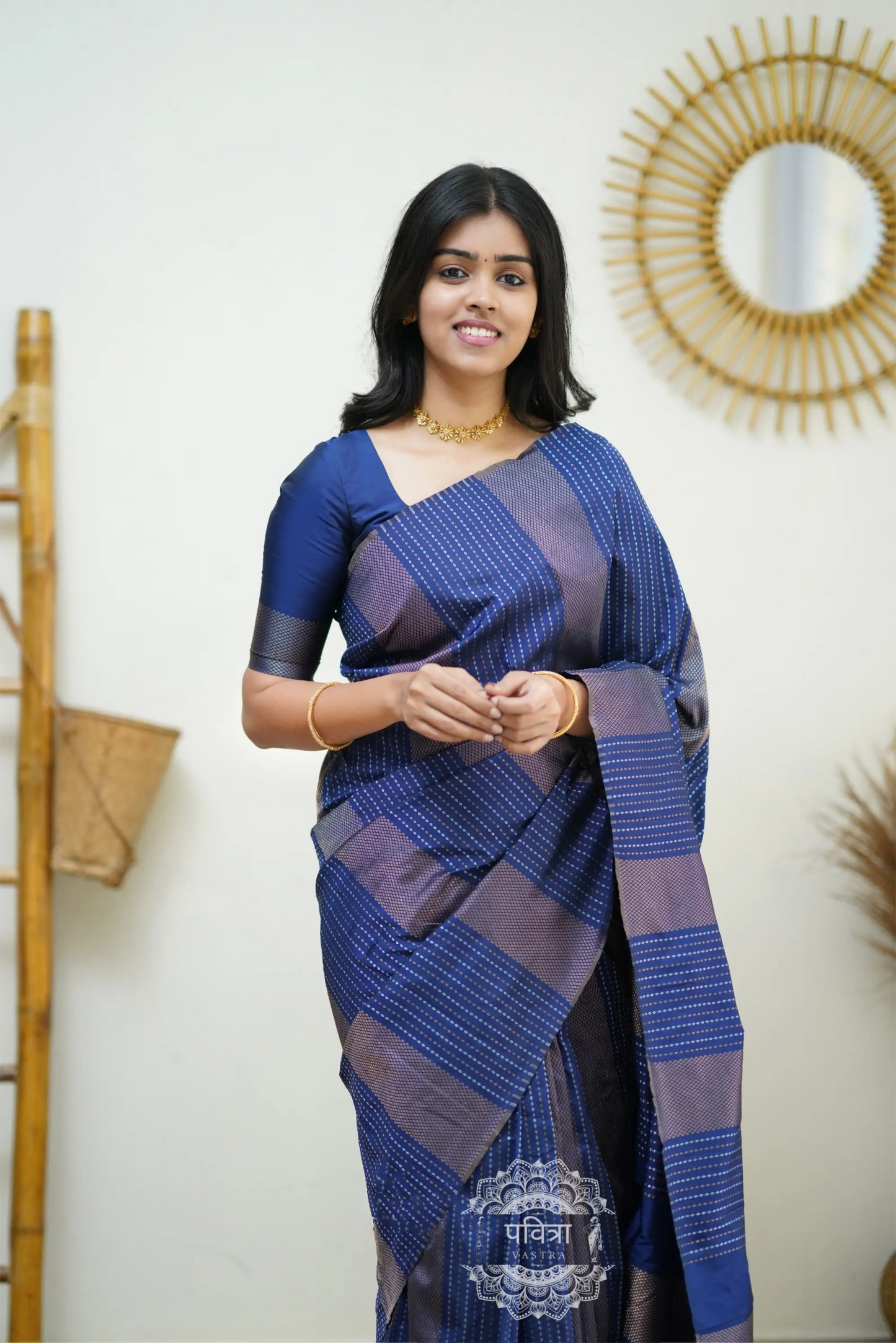 Striped Woven Design Designer Banarasi Saree For Women
