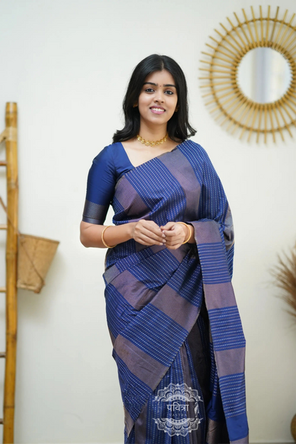 Striped Woven Design Designer Banarasi Saree For Women