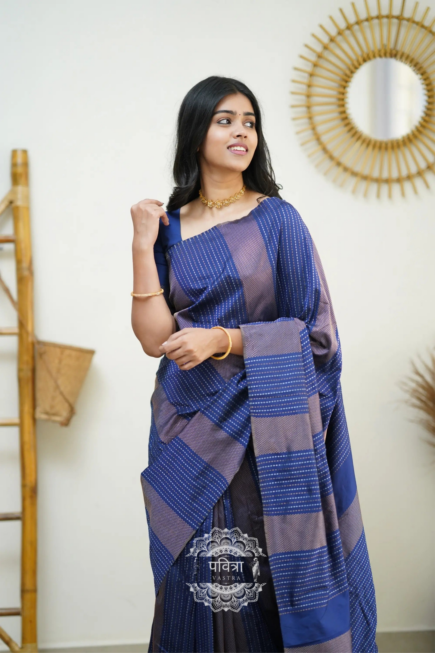 Striped Woven Design Designer Banarasi Saree For Women