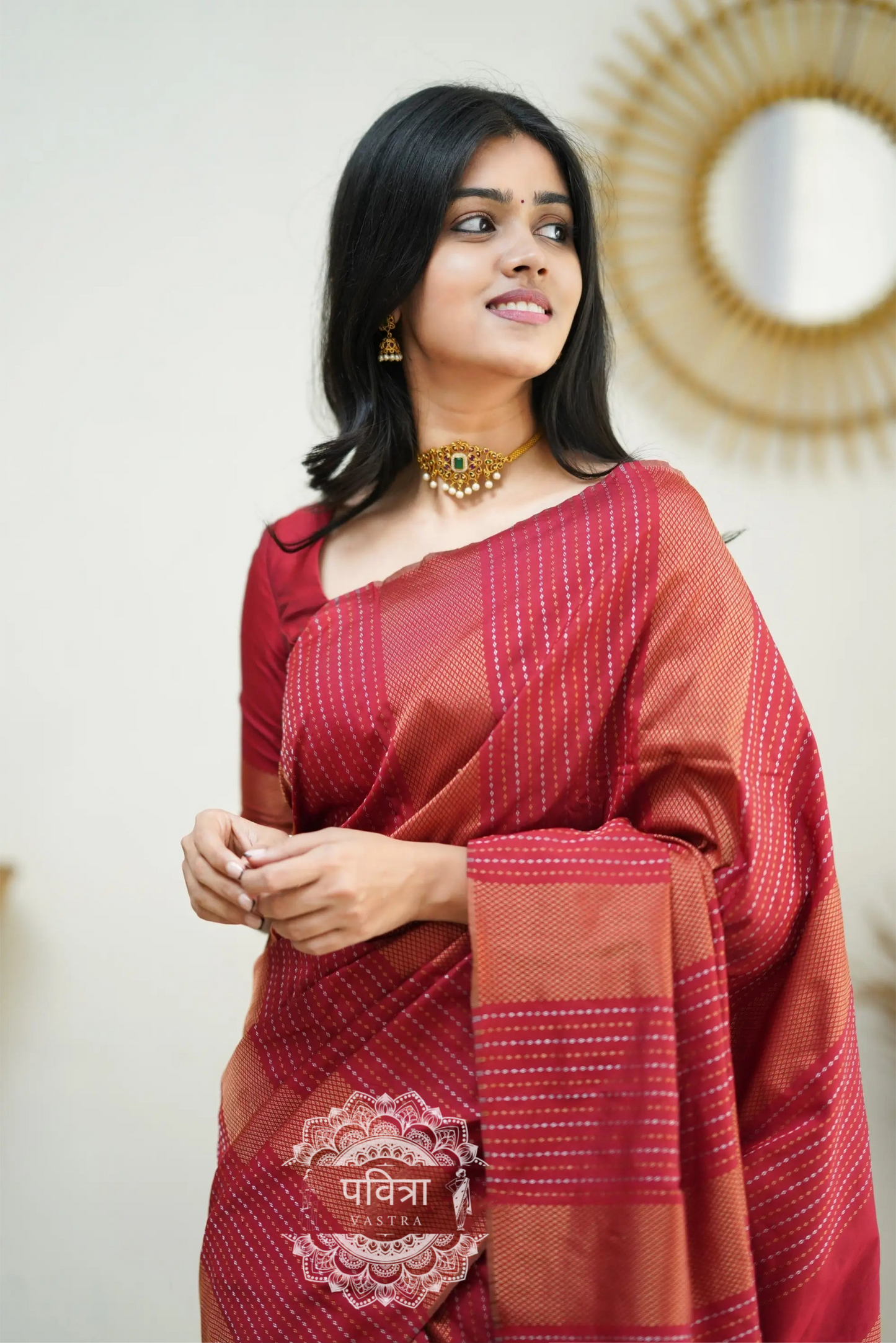 Striped Woven Design Designer Banarasi Saree For Women