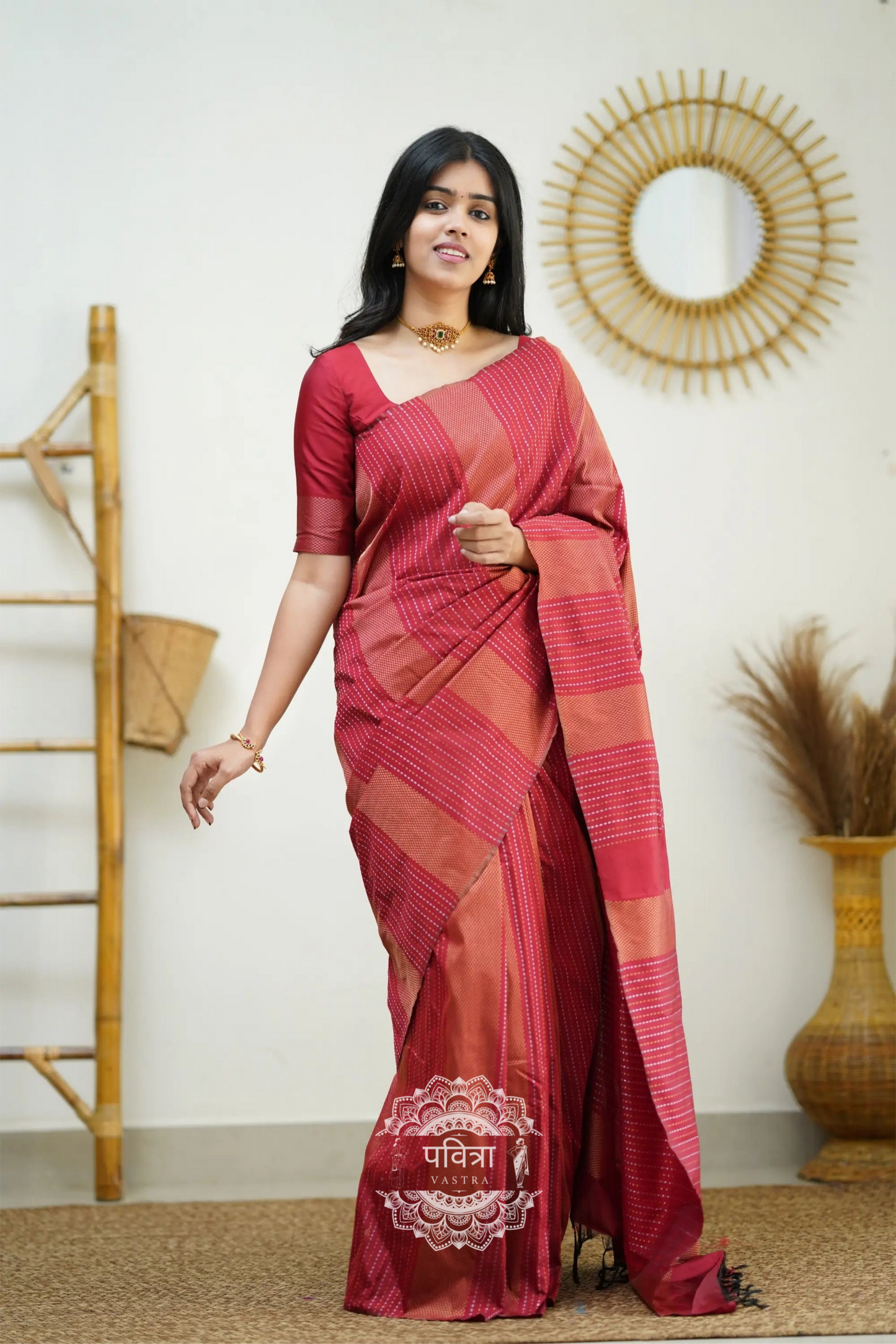 Striped Woven Design Designer Banarasi Saree For Women