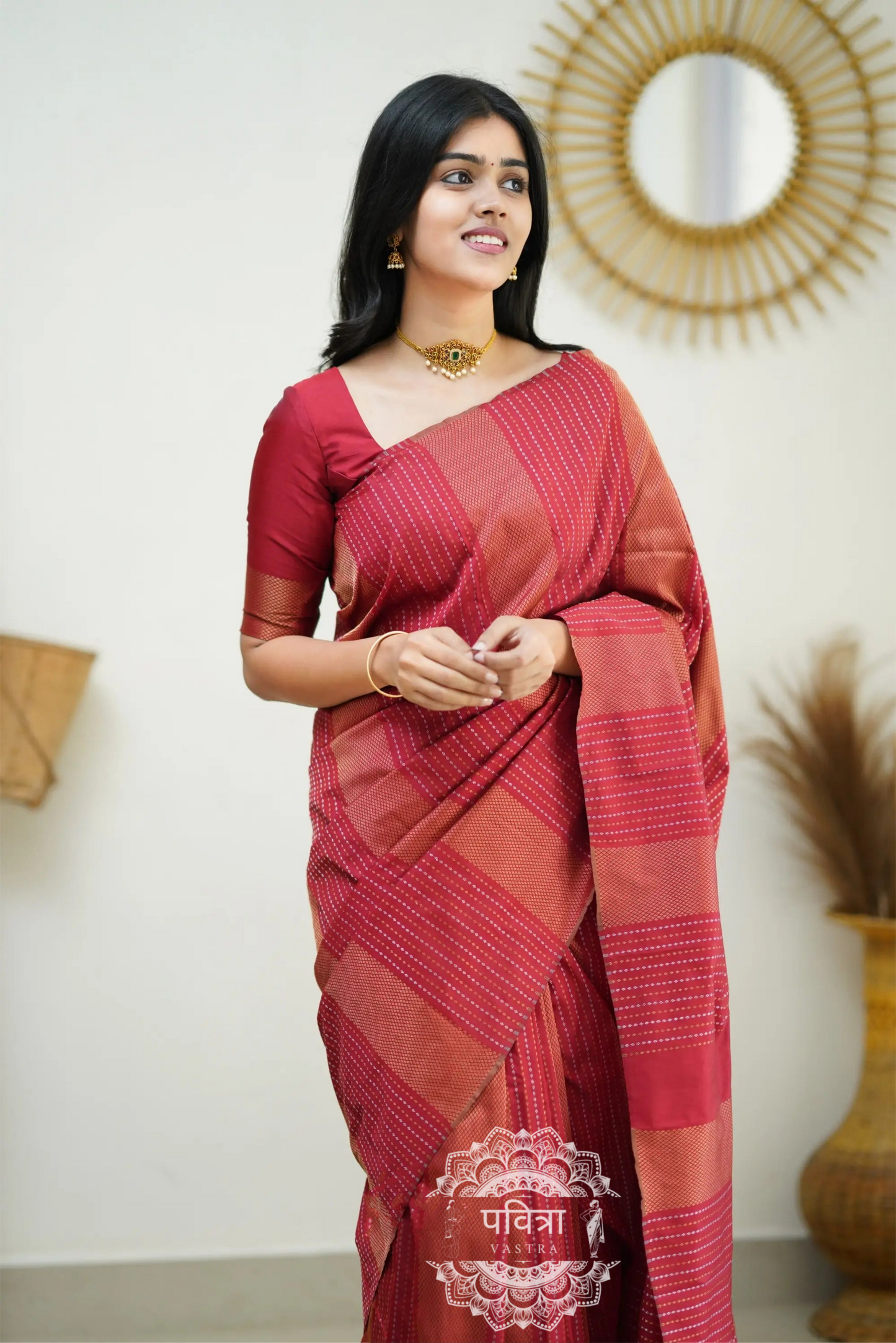 Striped Woven Design Designer Banarasi Saree For Women