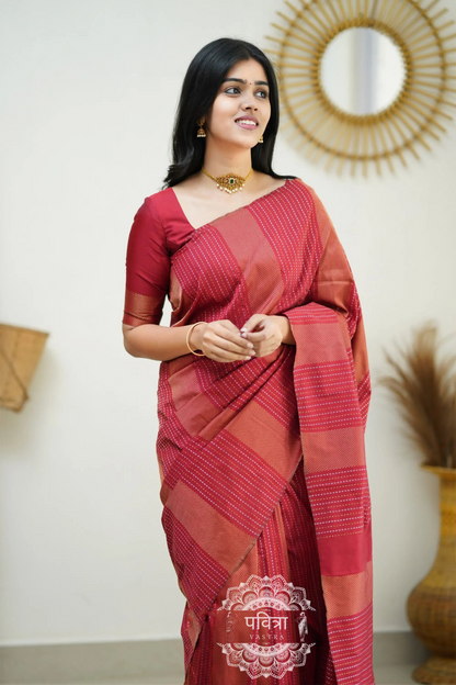 Striped Woven Design Designer Banarasi Saree For Women
