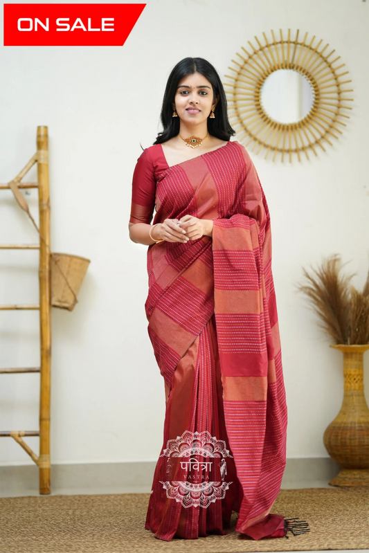 Striped Woven Design Designer Banarasi Saree For Women