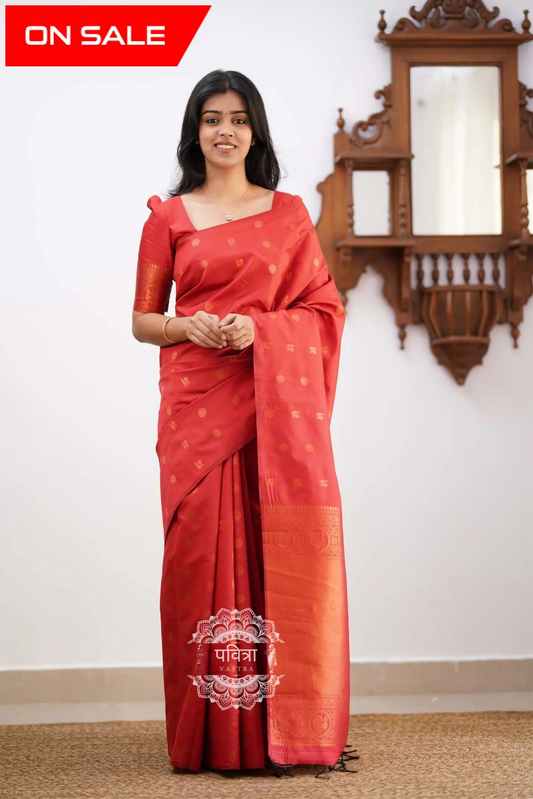 Banarasi Style Pure Kanjivaram Silk Jacquard Kanchipuram Pattu Saree With Un-Stiched Blouse For Women