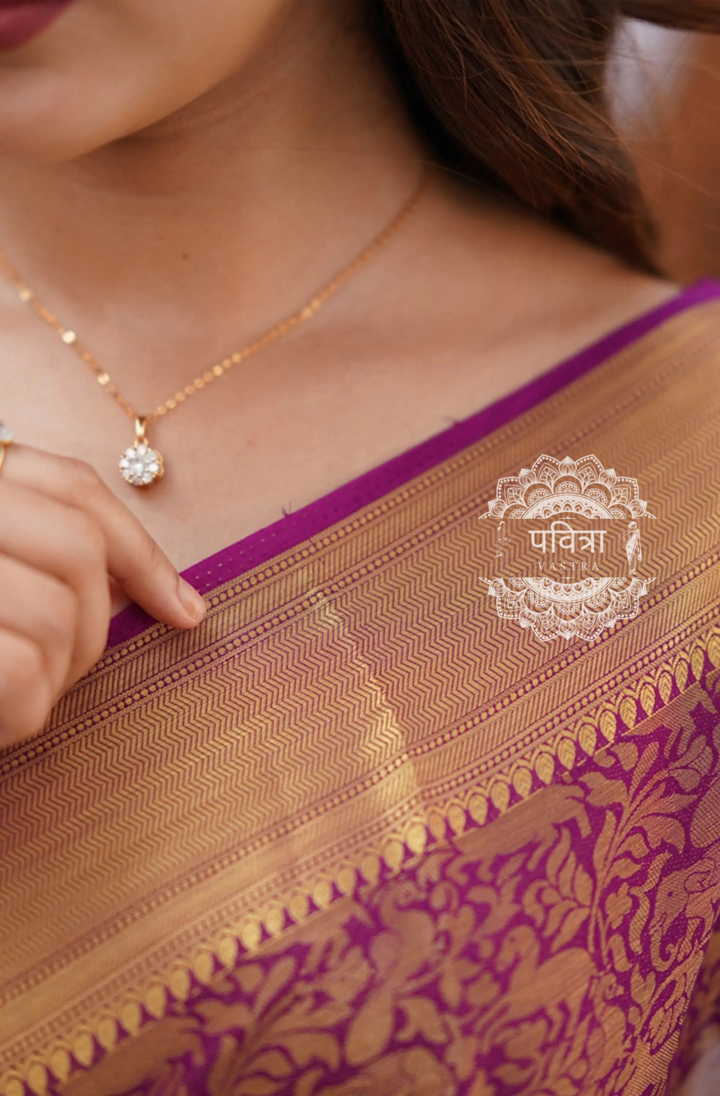 Floral Woven Kanjeevaram Saree with Contrast Border