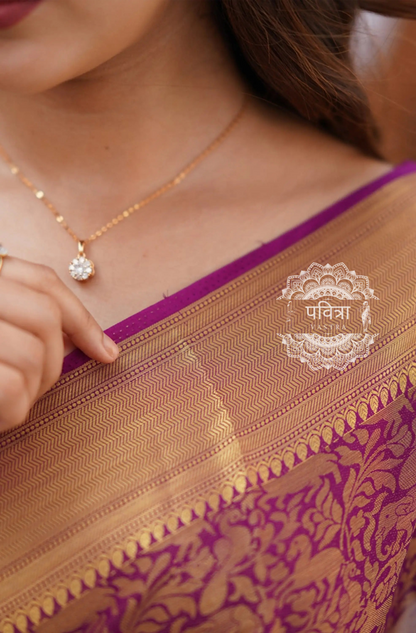 Floral Woven Kanjeevaram Saree with Contrast Border