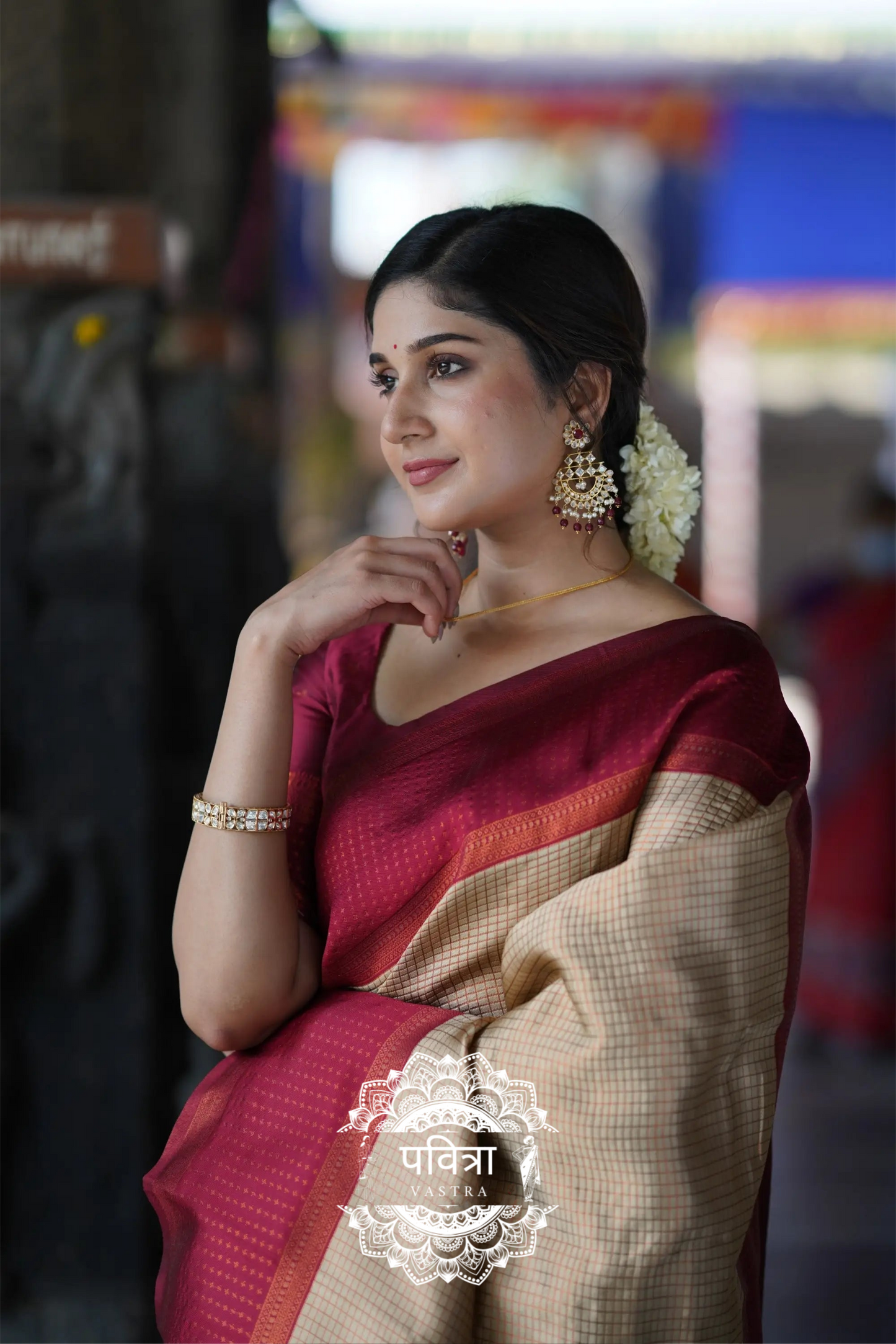 Banarasi Woven Saree with Contrast Border