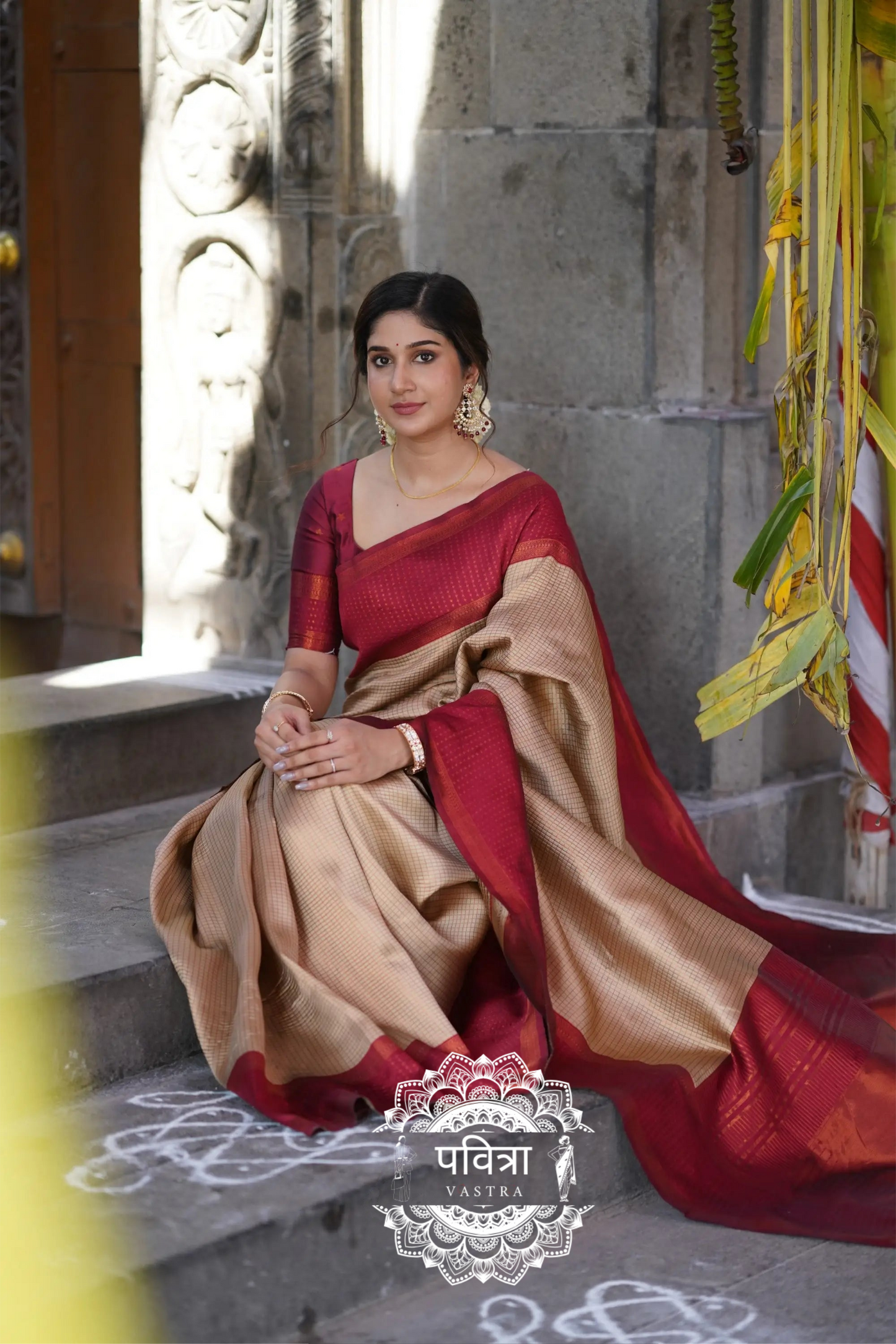 Banarasi Woven Saree with Contrast Border