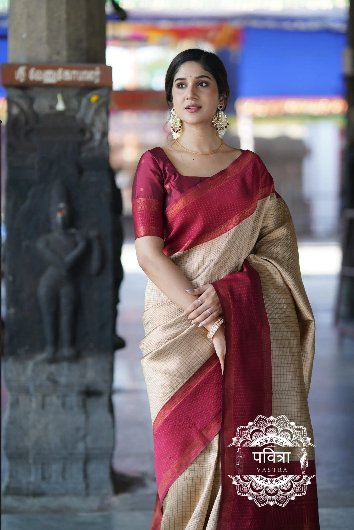 Banarasi Woven Saree with Contrast Border