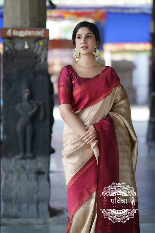 Banarasi Woven Saree with Contrast Border