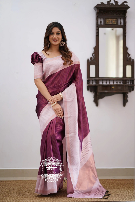Banarasi Woven Saree with Contrast Border