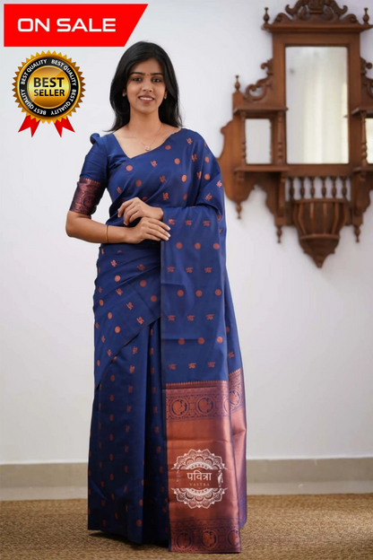 Banarasi Style Pure Kanjivaram Silk Jacquard Kanchipuram Pattu Saree With Un-Stiched Blouse For Women