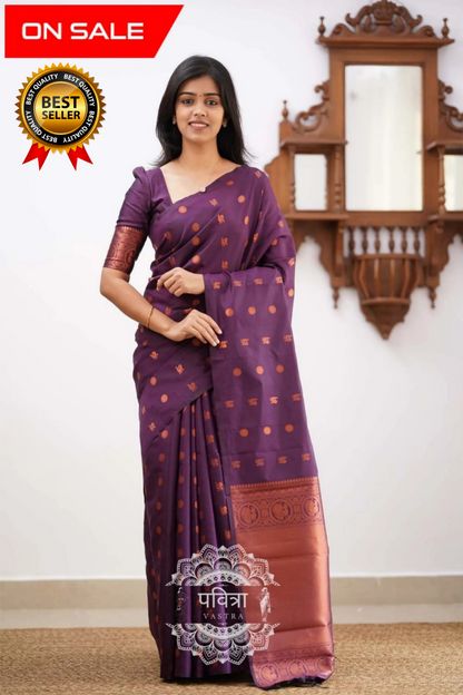 Banarasi Style Pure Kanjivaram Silk Jacquard Kanchipuram Pattu Saree With Un-Stiched Blouse For Women