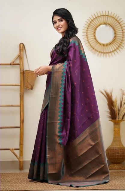Soft Silk Saree with Contrast Border For Women