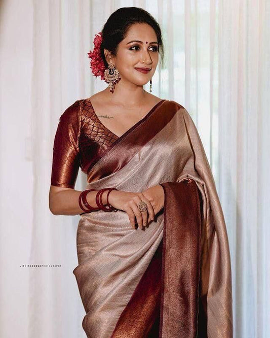 Banarasi Soft Silk Saree with Jacquard Work & Unstitched Running Blouse - Elegant Party Attire for Women