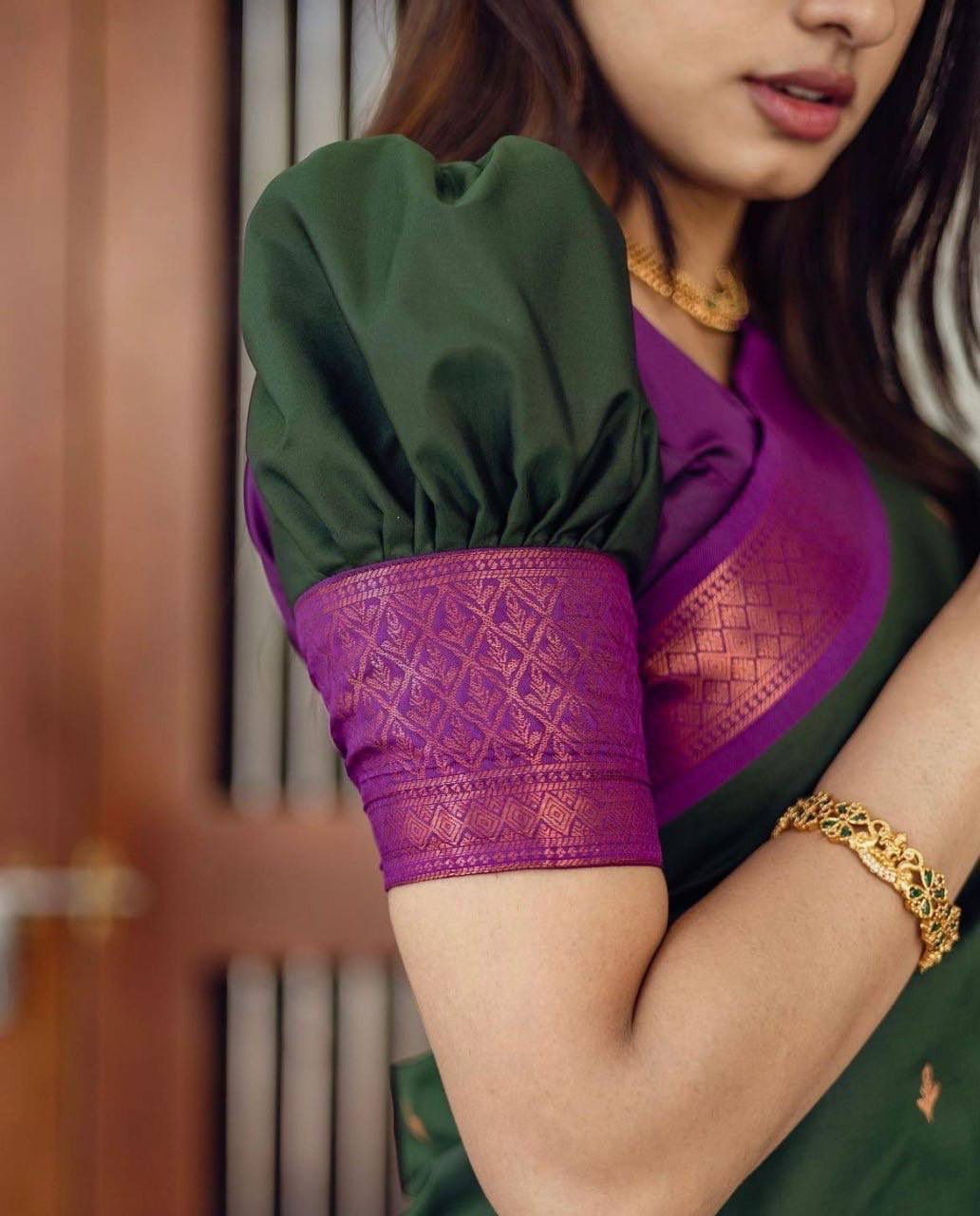 Dark Green Present Banarasi Soft Lichi Silk Saree Beautiful Jacquard Rich Pallu Design Work Zari Woven Kanjivaram Silk Style Saree With Soft Lichi Silk Blouse Piece Ayn Royal Dark Green Butti