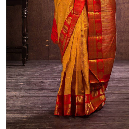 Yellow Woven Bollywood Jacquard Soft Lichi Silk Saree With Unstitching Blouse Piece For Women