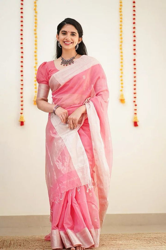 Banarasi Style Pure Kanjivaram Silk Jacquard Kanchipuram Pattu Saree With Un-Stiched Blouse For Women