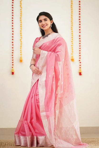 Banarasi Style Pure Kanjivaram Silk Jacquard Kanchipuram Pattu Saree With Un-Stiched Blouse For Women