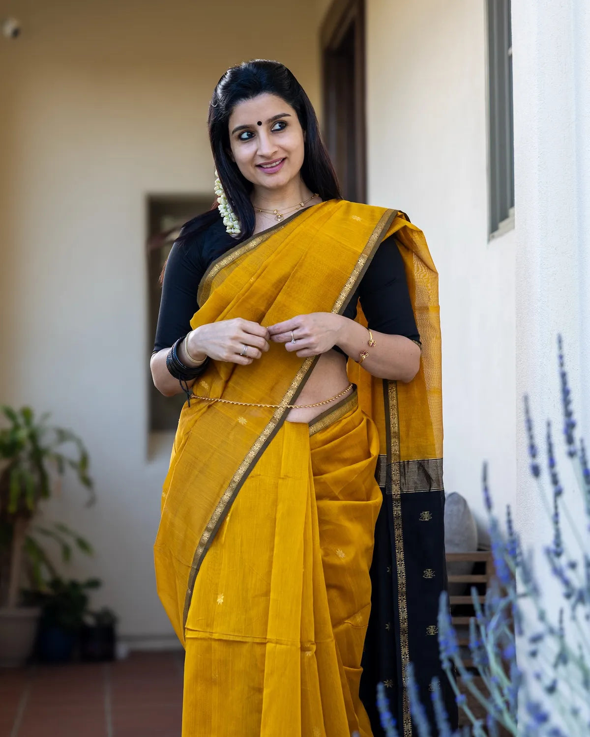 Mustard Yellow Premium Cotton Silk Saree With Classy Blouse And Tassels