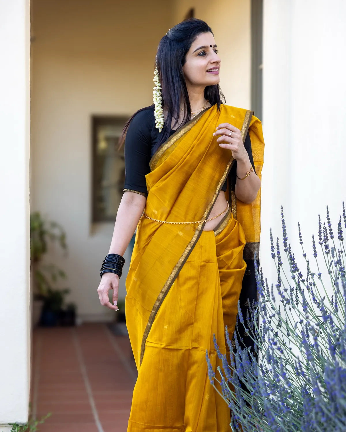 Mustard Yellow Premium Cotton Silk Saree With Classy Blouse And Tassels