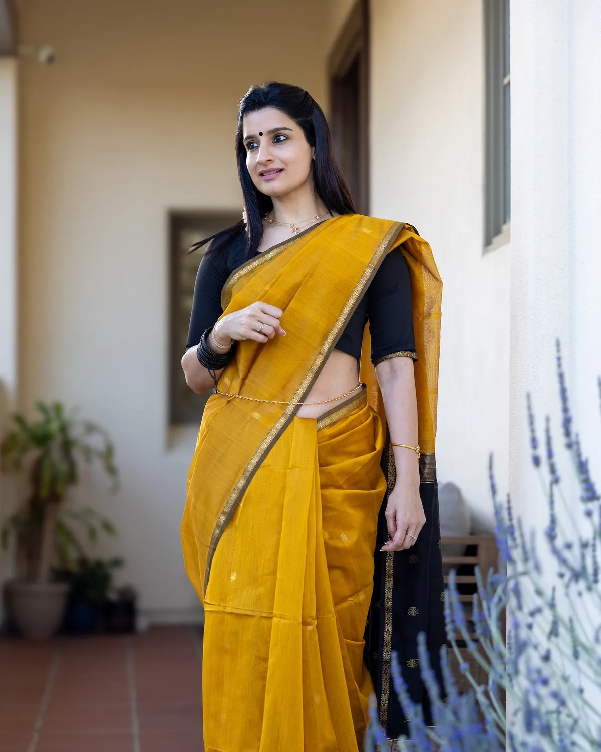 Mustard Yellow Premium Cotton Silk Saree With Classy Blouse And Tassels