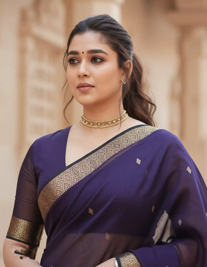 Maheshwari Silk Coton Saree - Wine