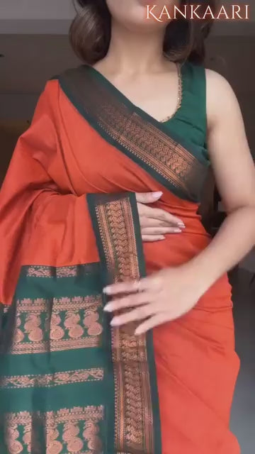 Marvellous Orange Soft Silk Saree With Unique Blouse Piece