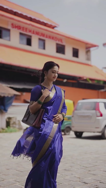 Maheshwari Silk Coton Saree - Wine