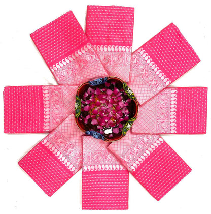 Pink Woven Banarasi Pure Silk Saree With Unstitching Blouse Piece For Women