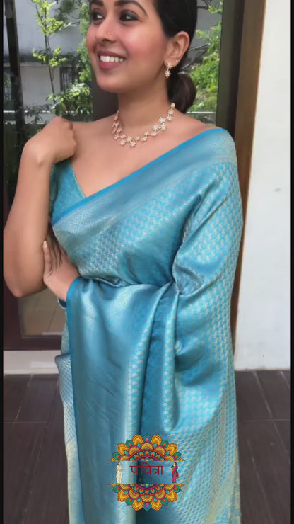 Banarasi Silk Zari Border Saree with Weaving Work