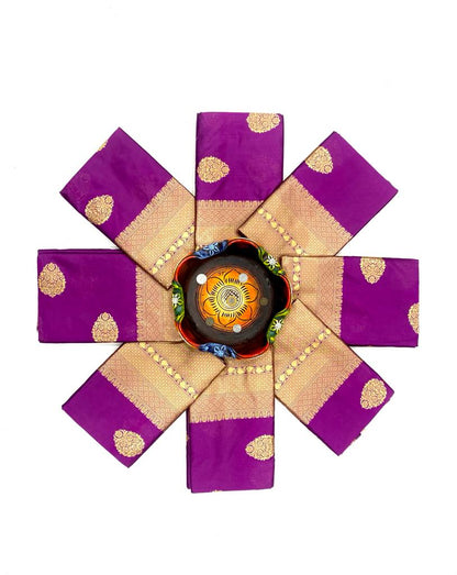 Purple Woven Banarasi Pure Silk Saree With Unstitching Blouse Piece For Women