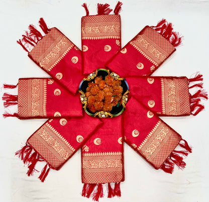 Red Woven Kanjivaram Soft Lichi Silk Blended Saree With Unstitched Blouse Piece For Women