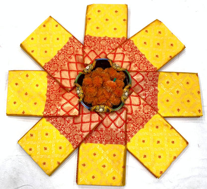 Yellow-Red Woven Kanchipuram Soft Lichi Silk Saree With Unstitched Blouse Piece For Women