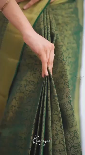 Floral Woven Kanjeevaram Saree with Contrast Border  For Women