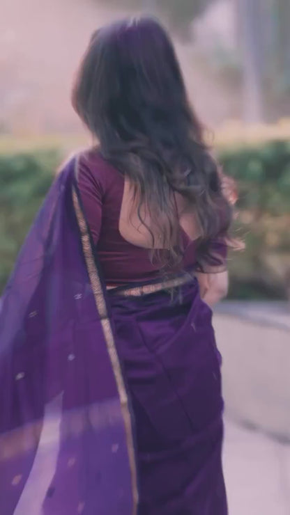 Maheshwari Silk Cotton Saree - Wine