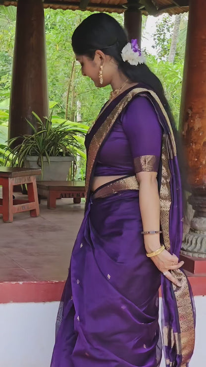 Maheshwari Silk Coton Saree - Wine