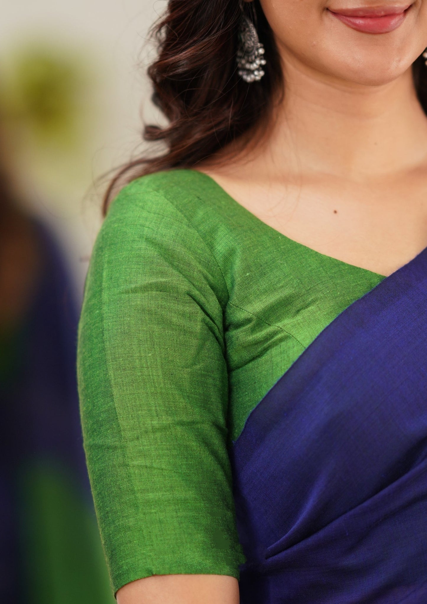 Parrot & Blue Handloom Cotton Saree